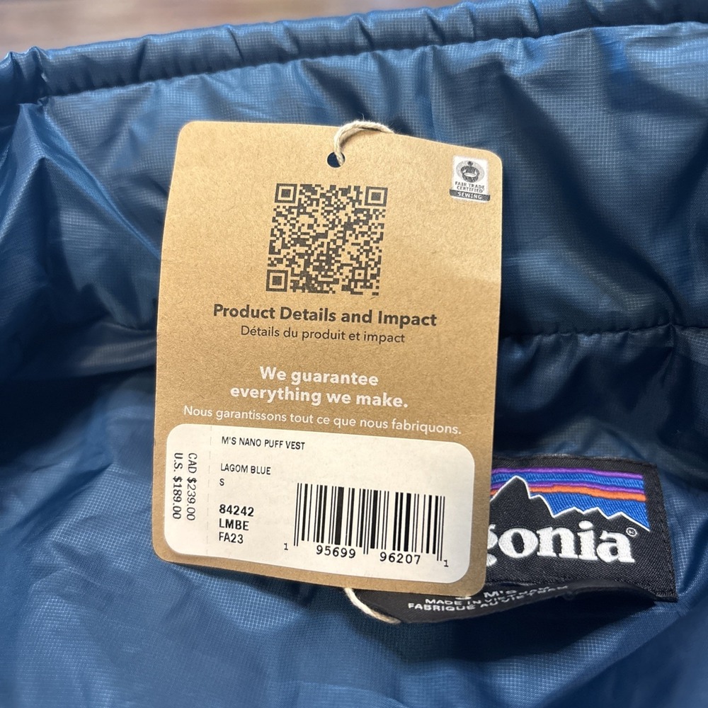 Patagonia Mens Nano Puff Vest Lagom Blue Puffer Jacket S NEW - Picture 5 of 9